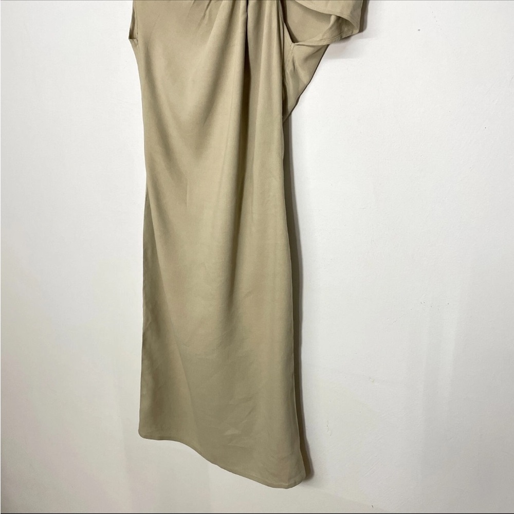 Lanvin Ete 2010 Beige Draped Shoulder Linen Midi Sheath Dress - Picture 5 of 8